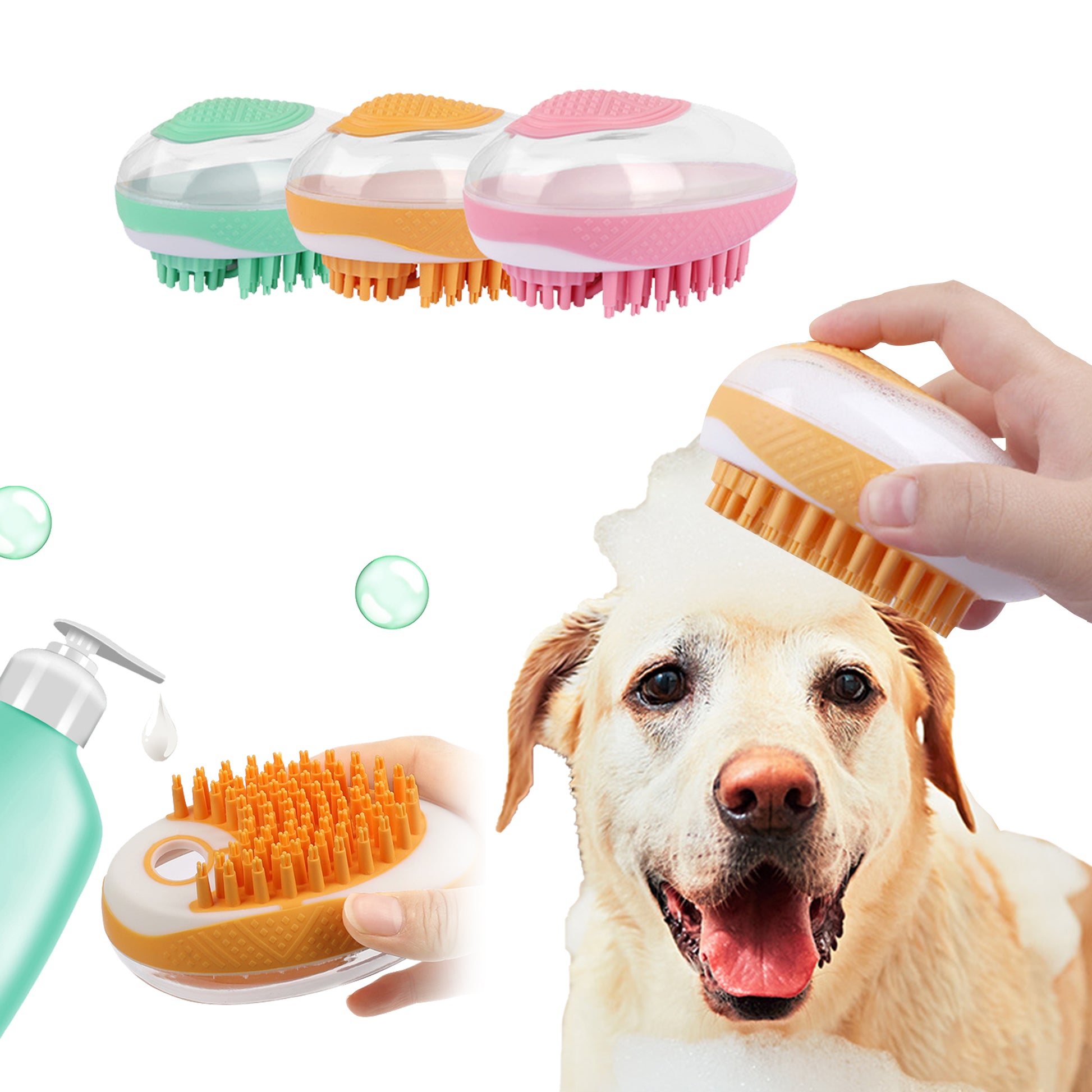 2-in-1 Pet Spa Massage Comb - Soft Silicone Bath Brush for Dogs and Cats, Grooming and Cleaning Tool